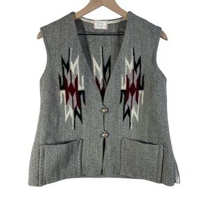 MILLER'S 100% All Wool Hand Woven Wool Gray Chimayo Vest Size L